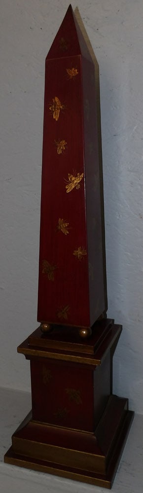 Painted Tole Decorated Obelisk: Painted Tole Decorated Obelisk . 31 3/4" H 8" Dia.