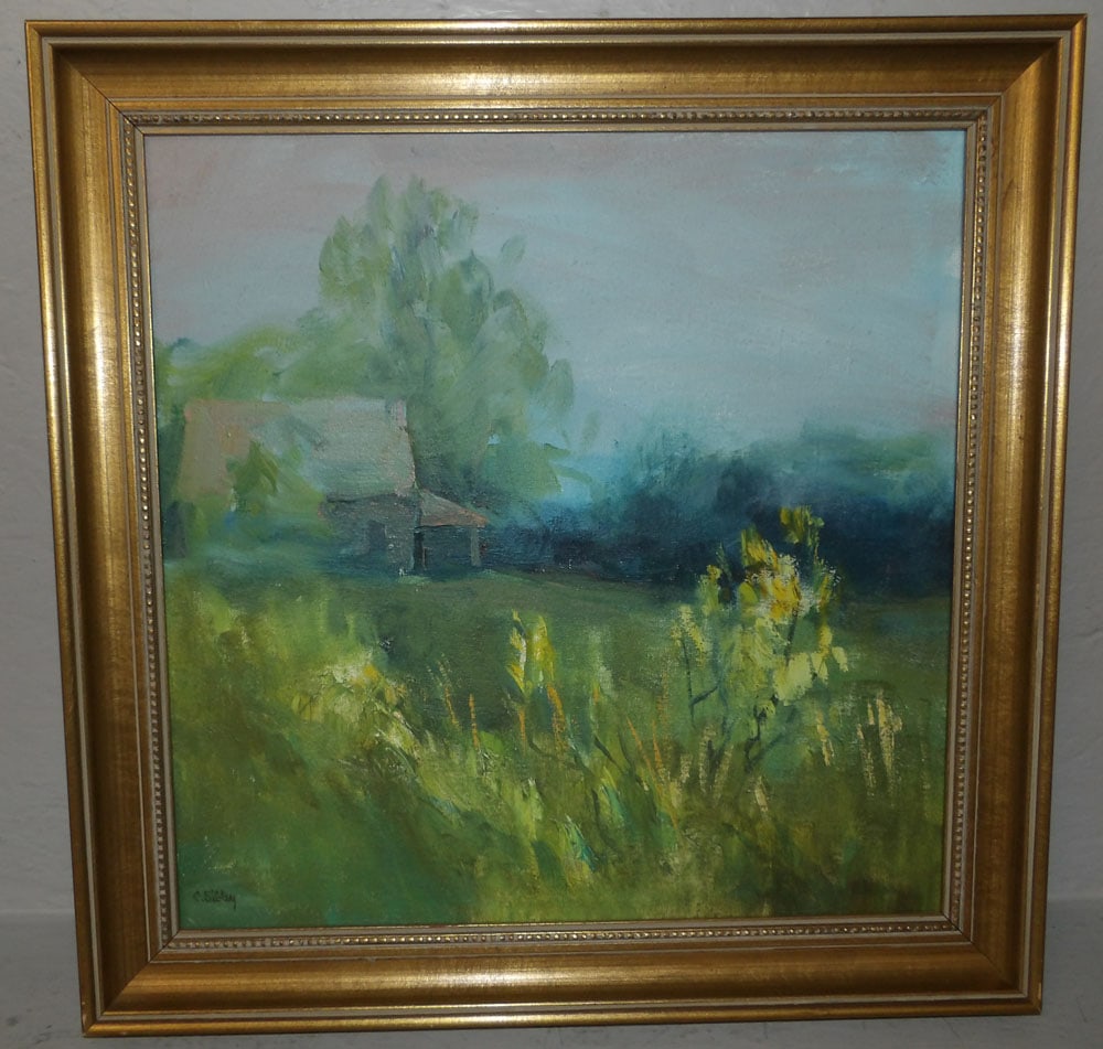 Oil on Canvas Landscape Cottage Scene by Charles K Sibley (1 of 5)