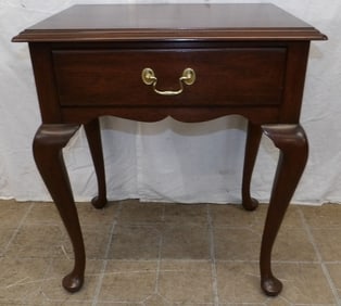 Mahogany Queen Anne Style One Drawer End Table by Henkel Harris