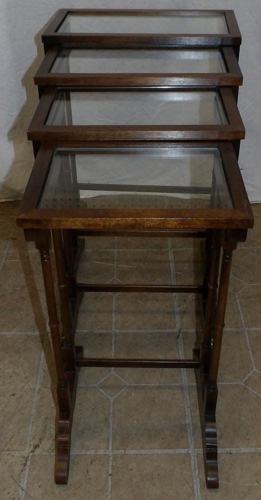 Set of Four Cherry & Glass Top Nesting Tables by Brandt (1 of 7)