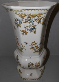 Large Hand Painted Italian Faience Pottery Vase