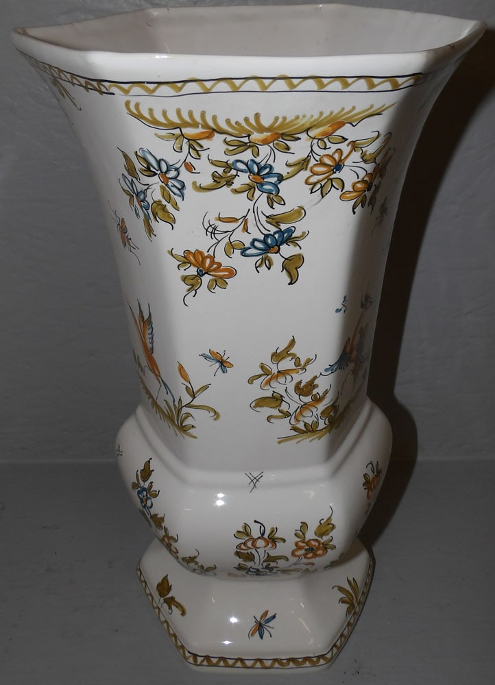 Large Hand Painted Italian Faience Pottery Vase (1 of 5)