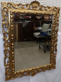 Gilded Carved Wood Open Work Frame Bevel Edge Mirror