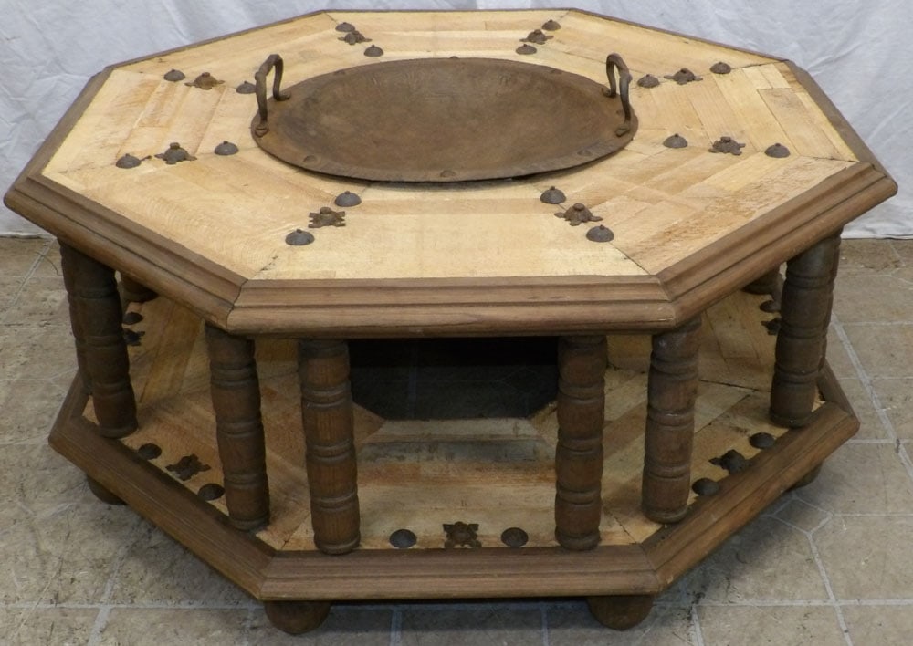 Walnut Octagonal Spanish Revival Brazier (1 of 4)