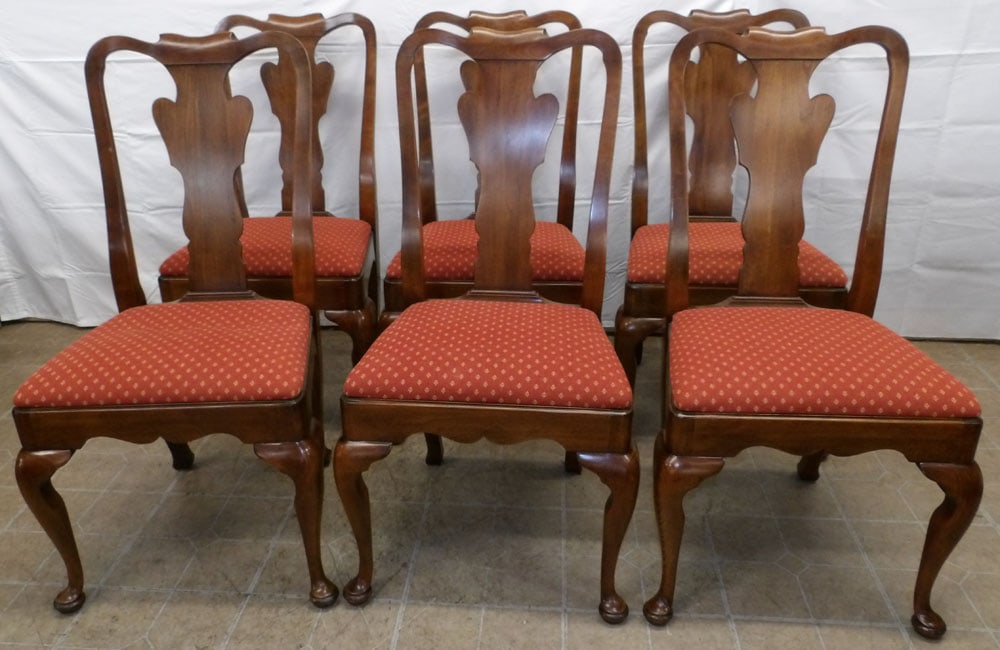 Set of Six Cherry Queen Anne Style Dining Chairs by Statton (1 of 5)