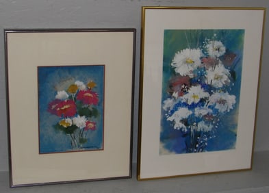 Two Framed Floral Still Life Watercolors by William Ward Moseley