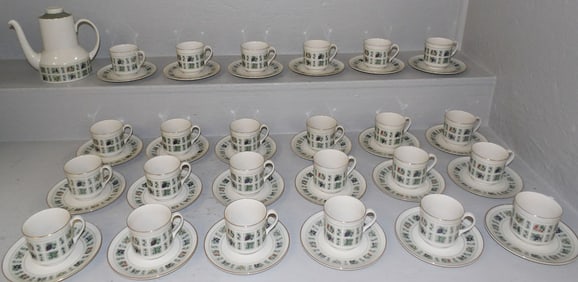 Lot of 24 Royal Doulton Porcelain Cups and Saucers and Coffee Pot "Tapestry"