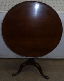 19th Century Mahogany Dish Top Tilt Top Table with Bird Cage