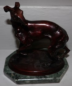 Bronze Sculpture of Whippet Signed