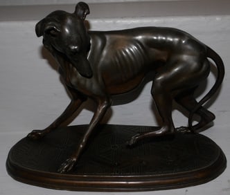 Painted Spelter Sculpture of Whippet