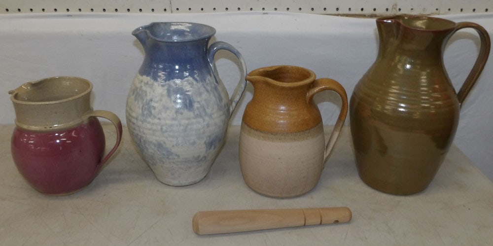 Four Pottery Pitchers, Two Signed Seagrove, NC (1 of 8)