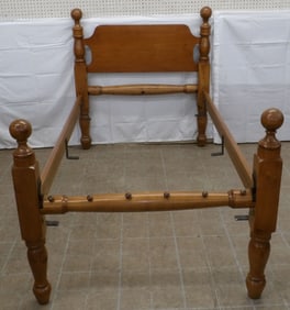 19th Century Cherry Cannonball Twin Bed with Rails