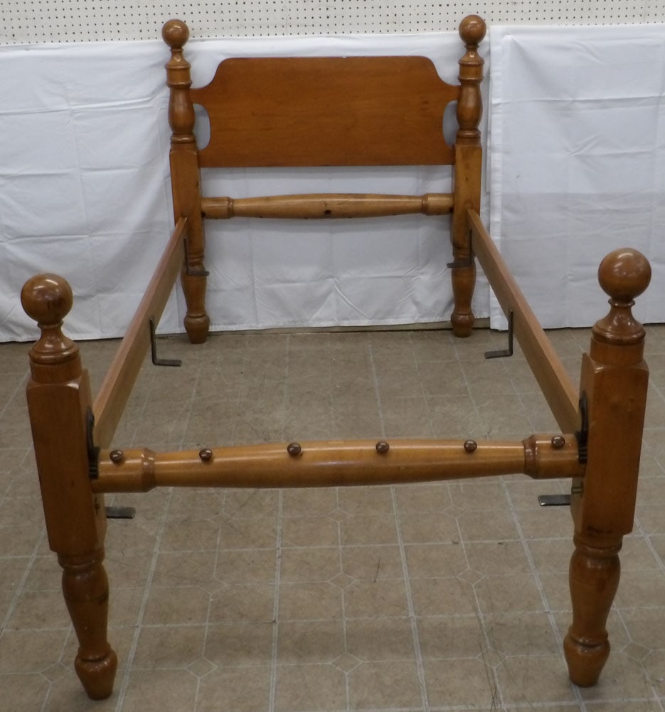 19th Century Cherry Cannonball Twin Bed with Rails (1 of 3)