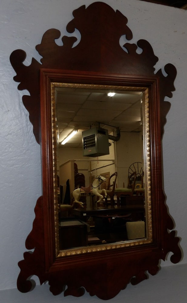 Cherry Framed Bevel Edge Mirror (1 of 5)
