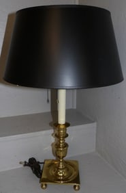 Brass Square Base Candlestick Lamp by Virginia Metalcrafters