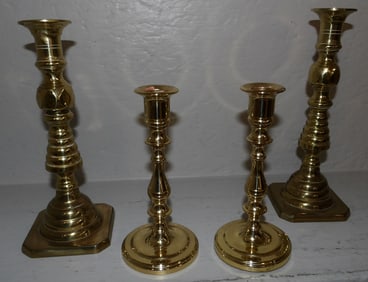 Two Pair of Brass Candlesticks by Baldwin