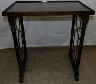 Burl Walnut & Cherry Open Work Faux Bamboo Stand