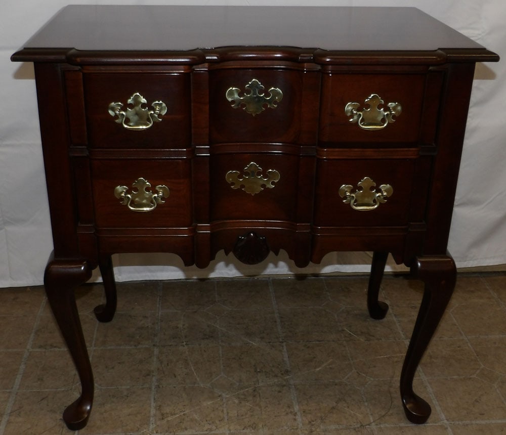 Cherry Queen Anne Style Two Drawer Block Front Lowboy (1 of 5)