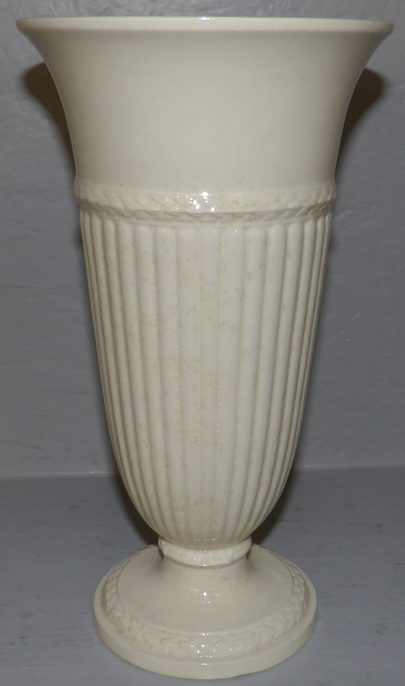 Cream Ware Wedgwood Vase: Cream Ware Wedgwood Vase . 11 1/4" H 6" Dia.