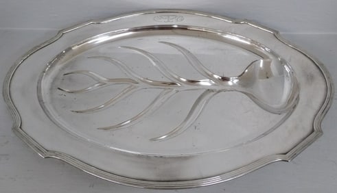 Silverplated Well & Tree Platter by Brock & Co. with Sterling Border