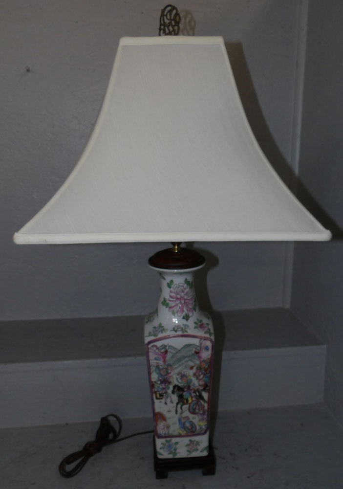 Oriental Porcelain Vase Made Into Lamp: Oriental Porcelain Vase Made Into Lamp . 31 1/2" x 16 1/2"