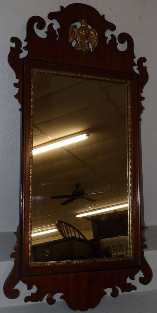 Mahogany Framed Mirror with Eagle Crest (1 of 5)