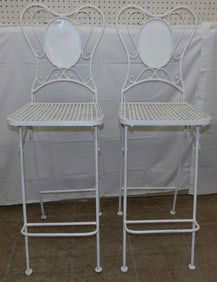Pair of Painted Wrought Iron Bar Stools