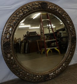 Round Silver Gilded Mirror by Maitland Smith