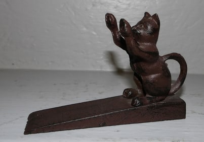 Painted Cast Iron Cat Door Stop