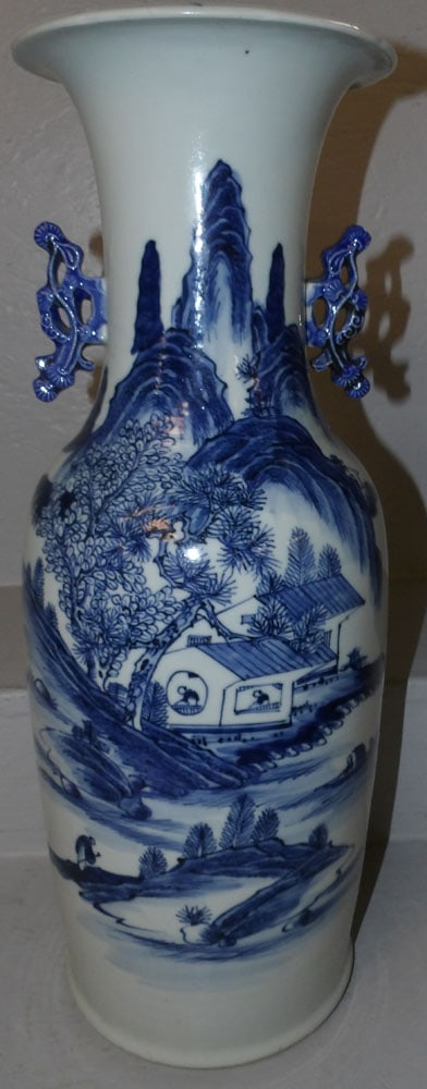 Large 19th Century Blue & White Chinese Canton Vase (1 of 6)