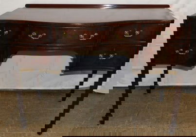 19th Century Mahogany Inlaid Serpentine Front Dressing Table