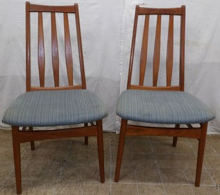 Pair of Mid Century Modern Teak Wood Side Chairs