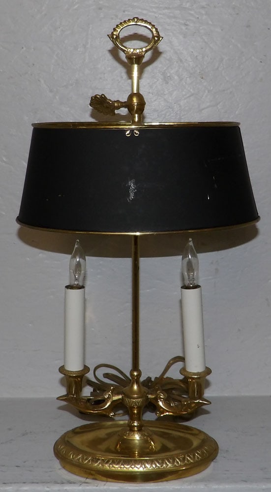 Brass Two Light Bouillotte Lamp (1 of 3)