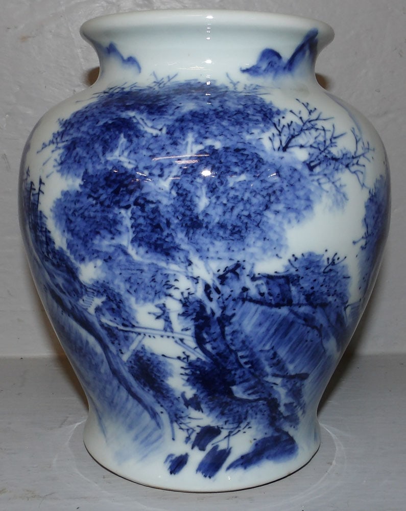Blue & White Oriental Porcelain Vase (1 of 5)