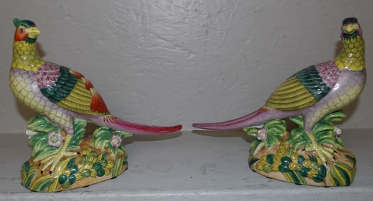 Pair of Painted Porcelain Pheasants