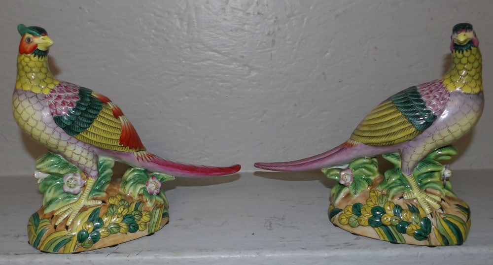 Pair of Painted Porcelain Pheasants (1 of 5)