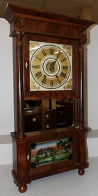 19th Century Mahogany Triple Decker Column Clock by E.C. Brewster