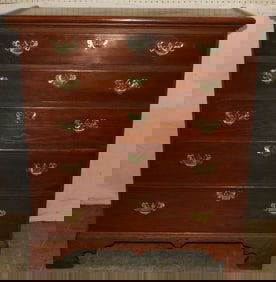 19th Century Pine New England Five Drawer Chest