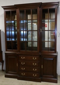 Mahogany Two Part Glass Door Breakfront