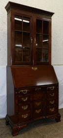 Mahogany Two Piece Glass Door Block Front Secretary by Councill Craftsman