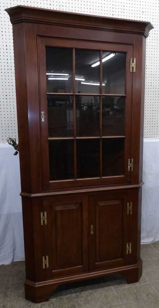 Cherry Nine Pane Glass Door Corner Cabinet by Henkel Harris (1 of 6)