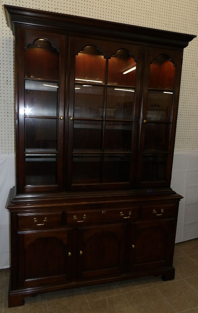 Cherry Glass Door Breakfront by Statton: Cherry Glass Door Breakfront by Statton. 82" H 56" W 17" D
