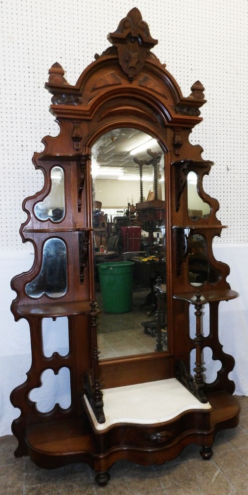 Antique Walnut Victorian Etagere with Marble Top (1 of 5)