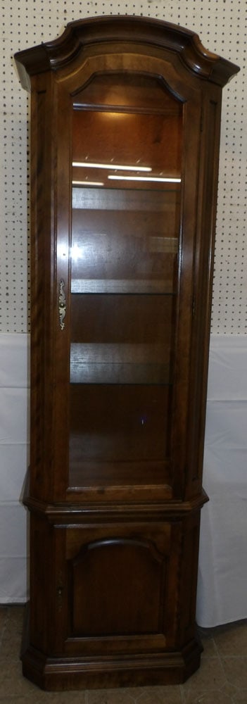 Cherry Lighted Curio Cabinet by Ethan Allen: Cherry Lighted Curio Cabinet by Ethan Allen. 78 1/2" H 25" W 16" D