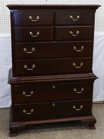 Mahogany Two Over Two Over Four Drawer Chest with Fluted Quarter Columns