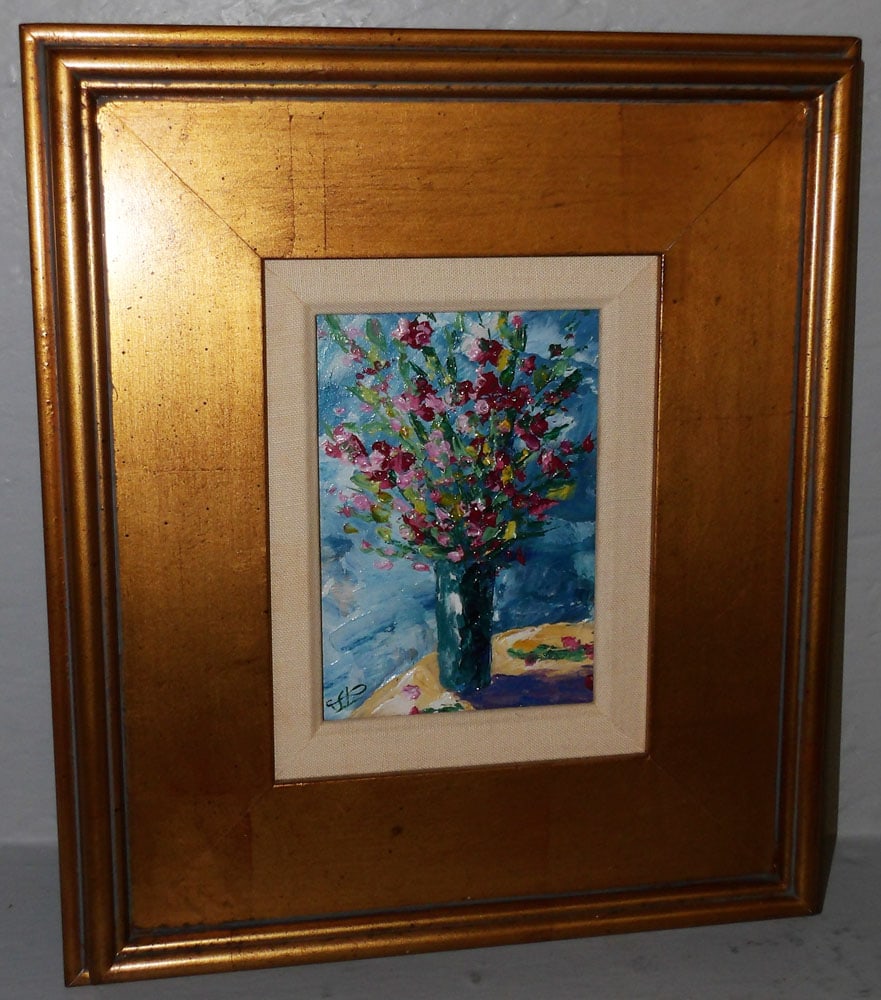 Framed Oil on Board Still Life by Frederic Payet: Framed Oil on Board Still Life by Frederic Payet. 14 3/4" X 12 3/4"