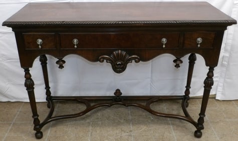 Walnut Stretcher Base Three Drawer Server by The Elgin A Simonds Company, Syracuse, NY