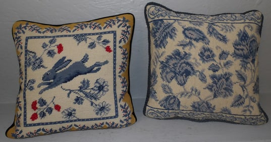 Two Needlepoint Pillows