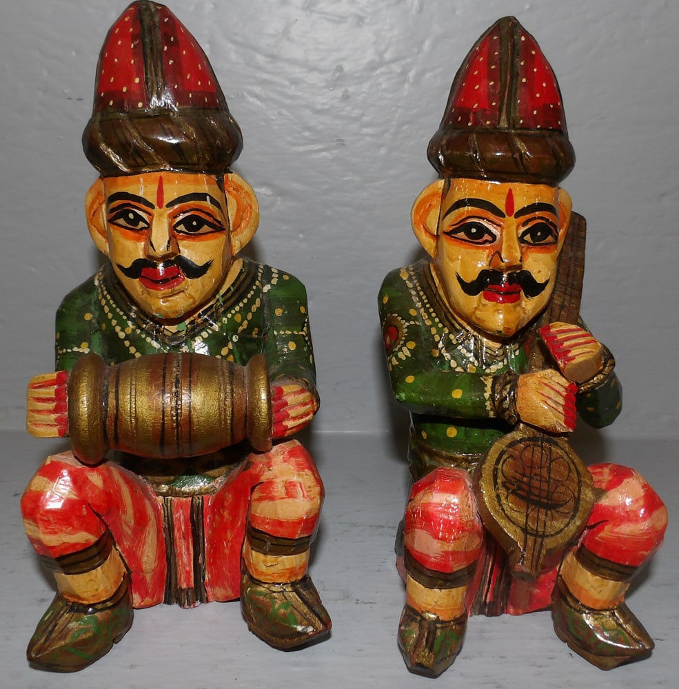 Pair of Painted Carved Wood Figural Bookends (1 of 3)