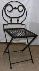 Painted Wrought Iron Folding Side Chair